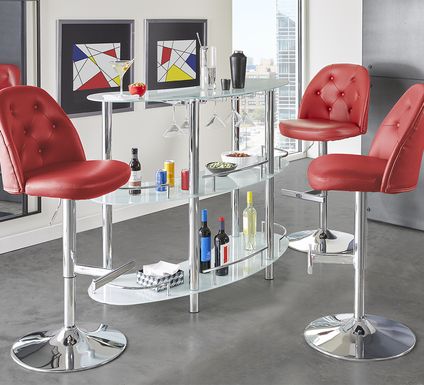 Searcy Platinum 3 Pc Bar Set with Red Stools