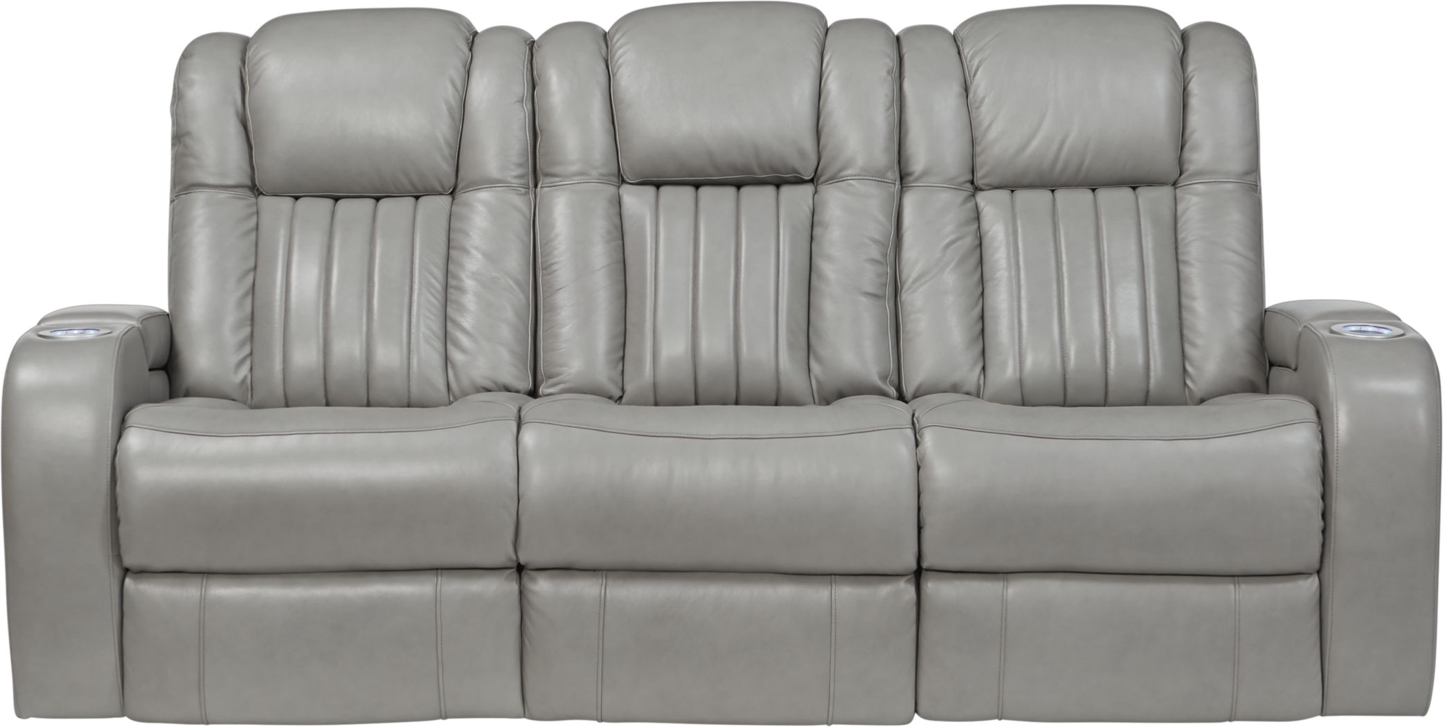 servillo platinum leather dual power reclining sofa
