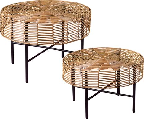 Shirene Natural Outdoor Nesting Tables, Set of 2