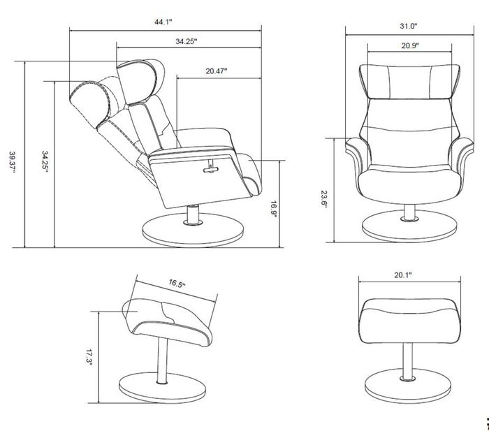 measurements of a recliner chair