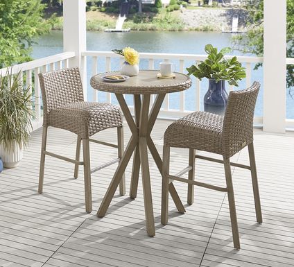 Siesta Key Driftwood 3 Pc 30 in. Round Bar Height Outdoor Dining Set