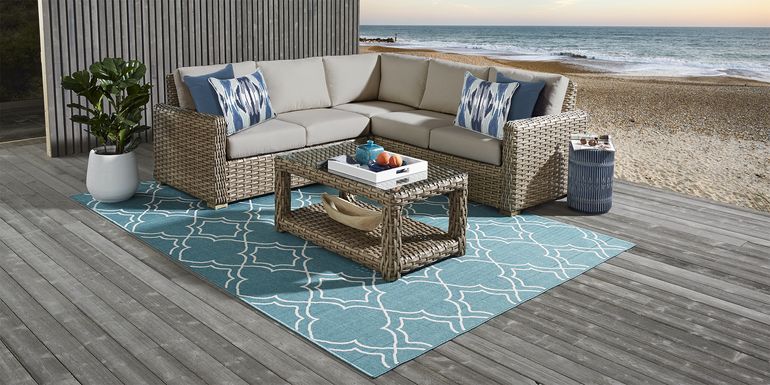 Siesta Key Driftwood 3 Pc Outdoor Sectional with Sand Cushions