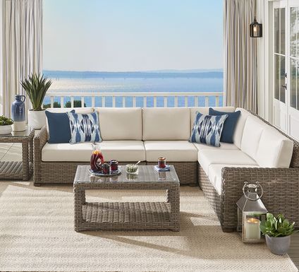 Siesta Key Driftwood 4 Pc Outdoor Sectional with Linen Cushions