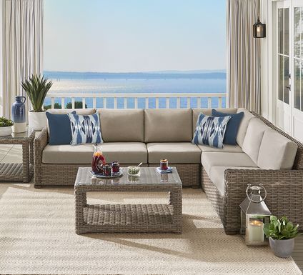 Siesta Key Driftwood 4 Pc Outdoor Sectional with Sand Cushions