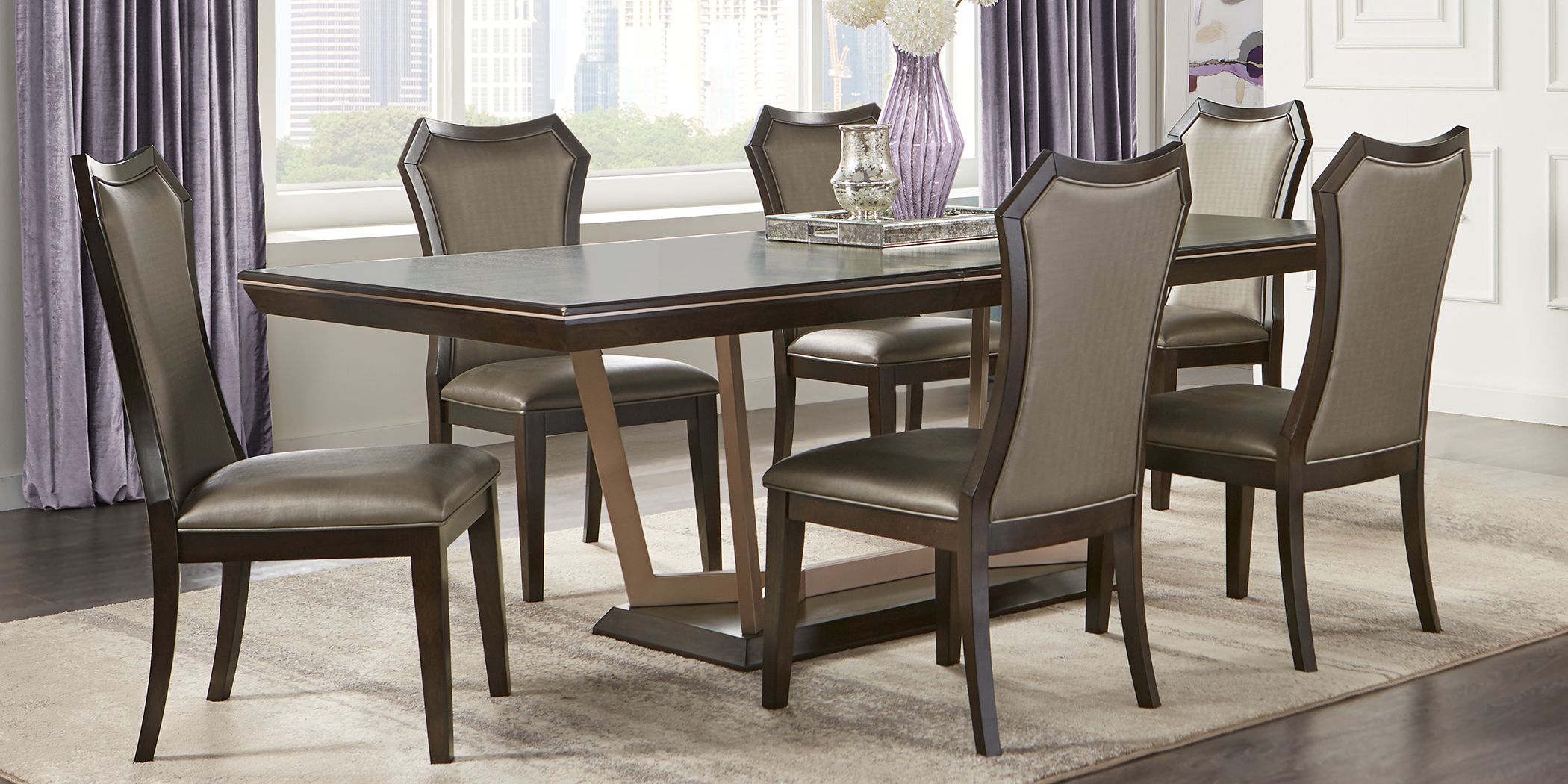 Sofia Vergara Cambrian Court Brown 7 Pc Dining Room - Rooms To Go