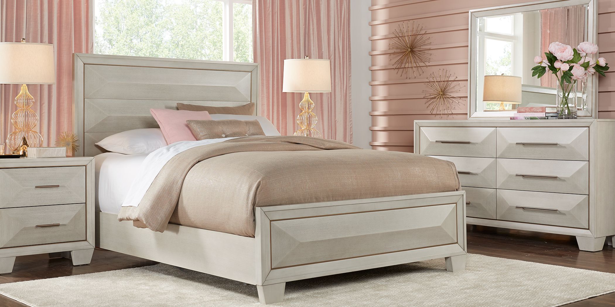 Sofia Vergara Cambrian Court White 7 Pc King Panel Bedroom   Rooms 