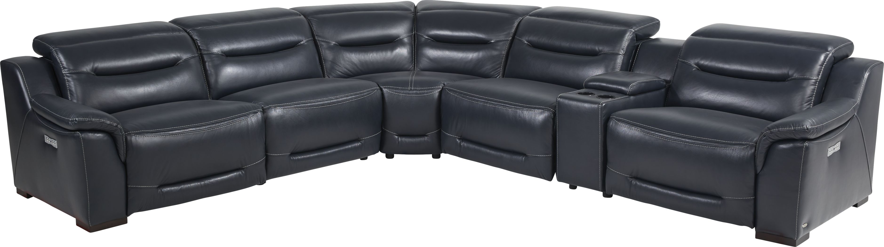 Sofia Vergara Gallia Way Navy Leather 6 Pc Dual Power Reclining