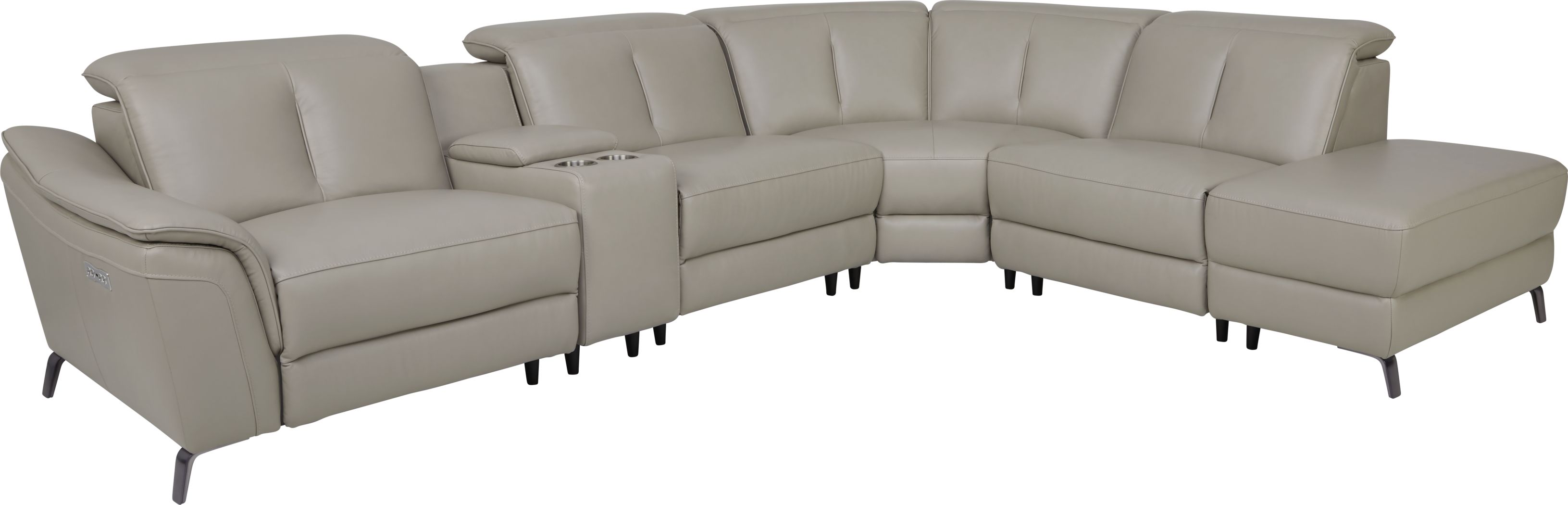 Sofia Vergara Naples Light Gray Leather 6 Pc Dual Power Reclining
