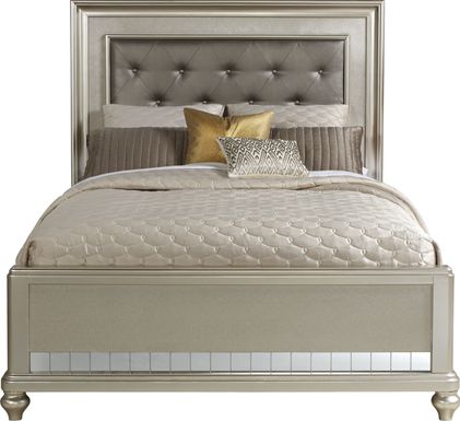 Contemporary Queen Size Beds, Belfield Silver Queen Bed