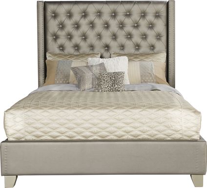 Sofia Vergara Paris Silver 3 Pc Upholstered Queen Bed