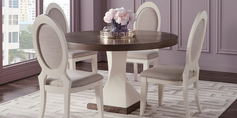 round dining set on a square rug