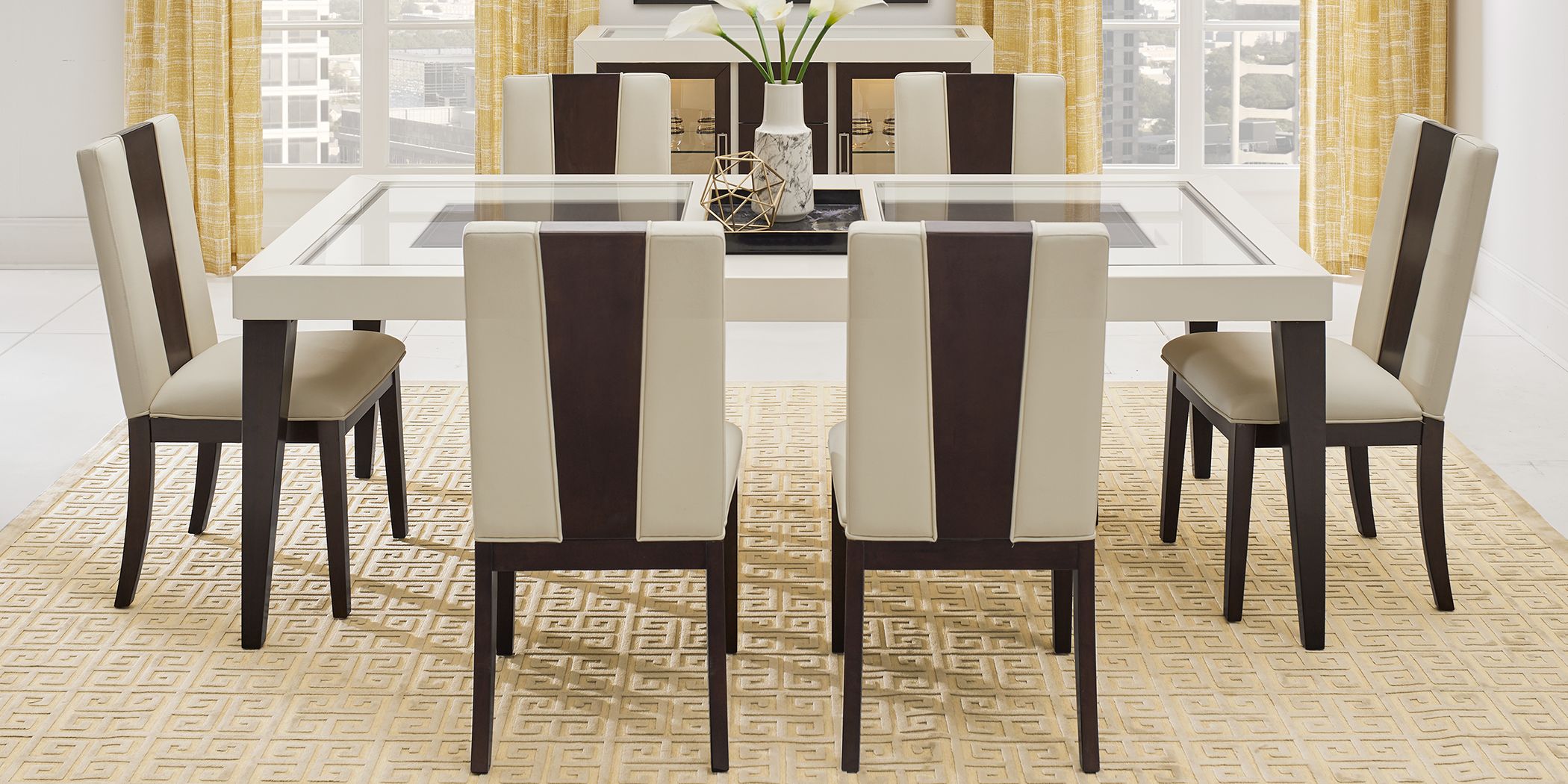 Https Wwwroomstogocom Furniture Product Sofia Vergara Savona Ivory 5 Pc Rectangle Dining Room With Wood Back Chairs 4297203P