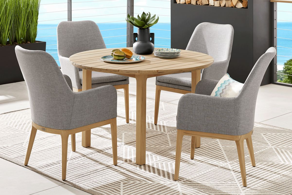 Soho Natural Light Wood Gray Teak Outdoor Dining Table Rooms To Go