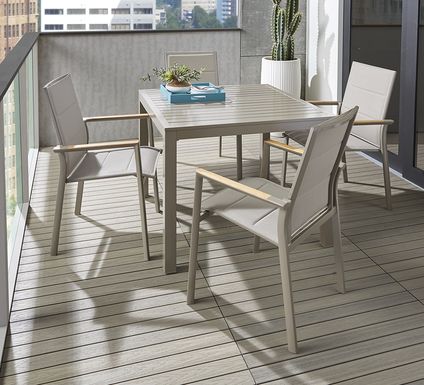 Solana Taupe 5 Pc Outdoor Dining Set with Arm Chairs