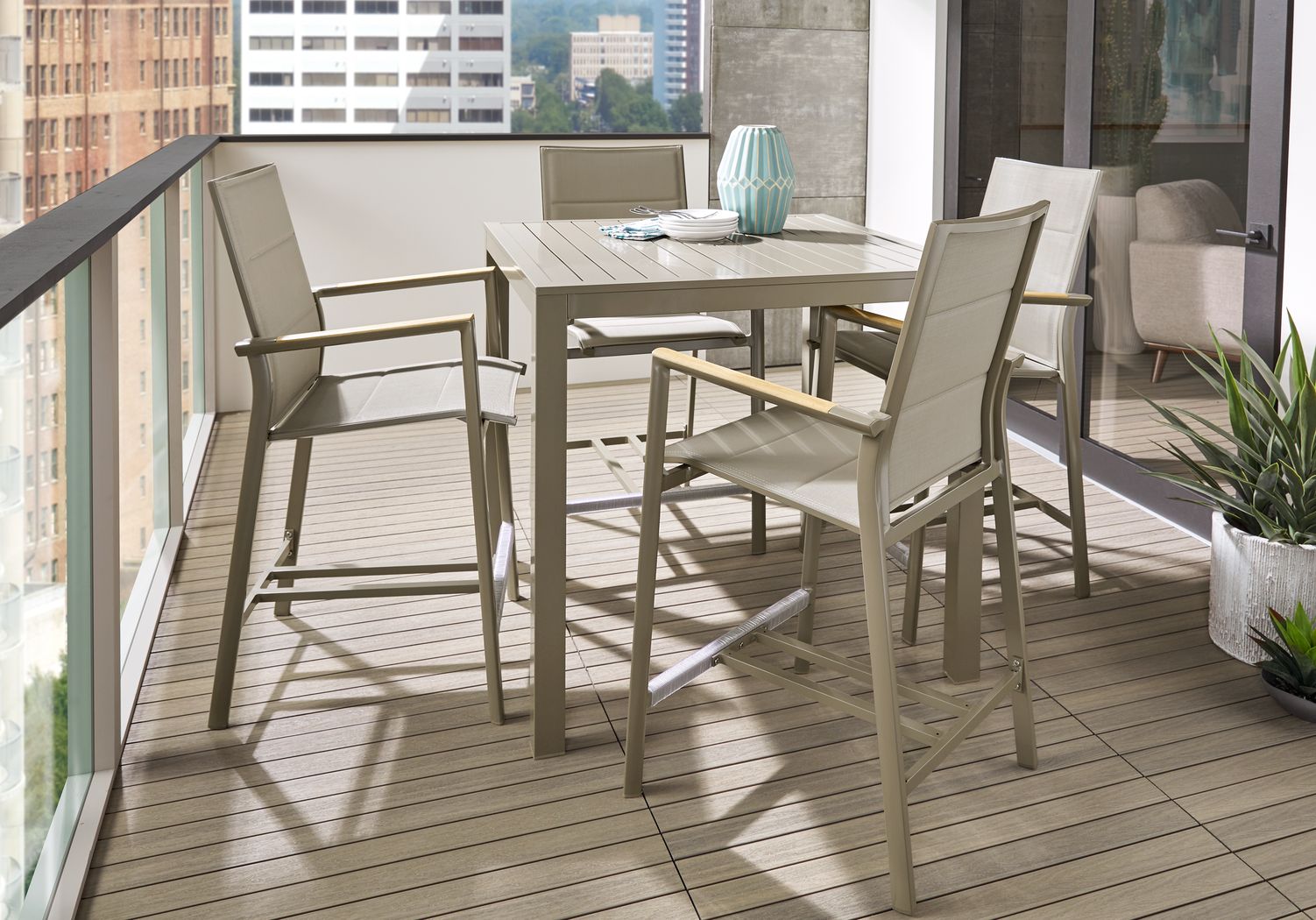 Solana Taupe 5 Pc Outdoor Balcony Dining Set Rooms To Go