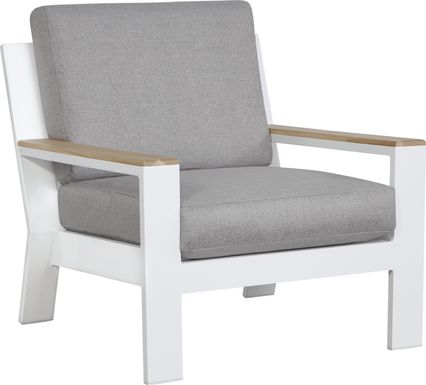 Solana White Outdoor Club Chair with Gray Cushions