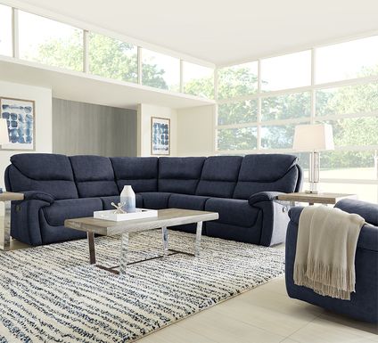 South Brook Blue 5 Pc Reclining Sectional