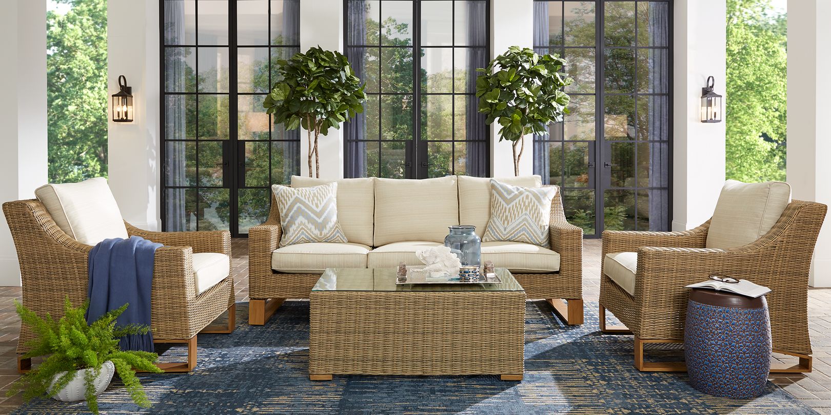 Image of a wicker patio furniture seating set
