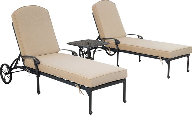 Sovana Gunmetal 3 Pc Outdoor Seating Set with Beige Cushions