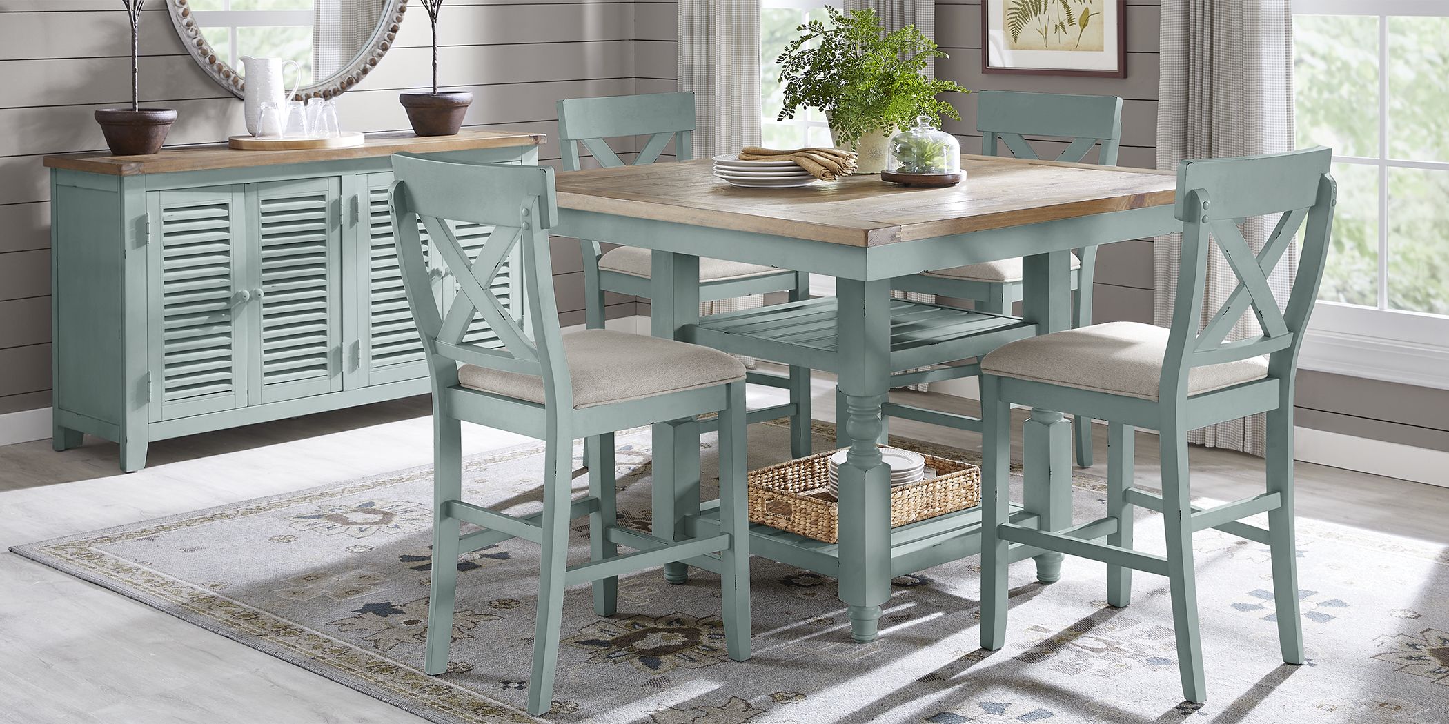 Spring Cottage Blue 5 Pc Counter Height Dining Set Rooms To Go