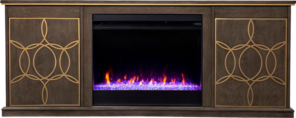 Stagwood IV Brown 60 in. Console With Electric Fireplace