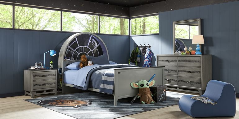 Kids Star Wars Millennium Falcon Gray 5 Pc Full Bedroom