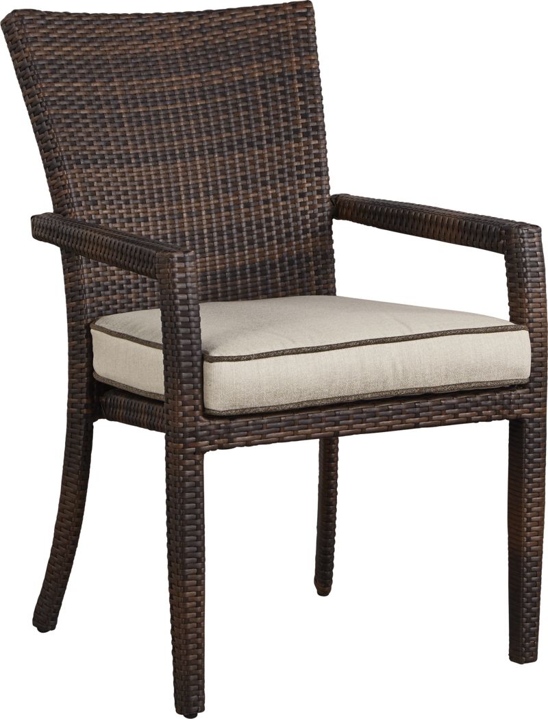 summerset casual outdoor furniture on Summerset Way Brown Outdoor Arm Chair With Sandstone Cushion Rooms To Go