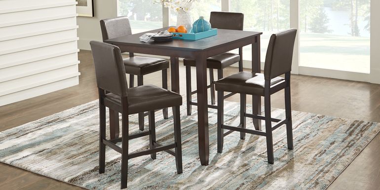 Sunset View Brown Cherry 5 Pc Counter Height Dining Set with Brown Stools