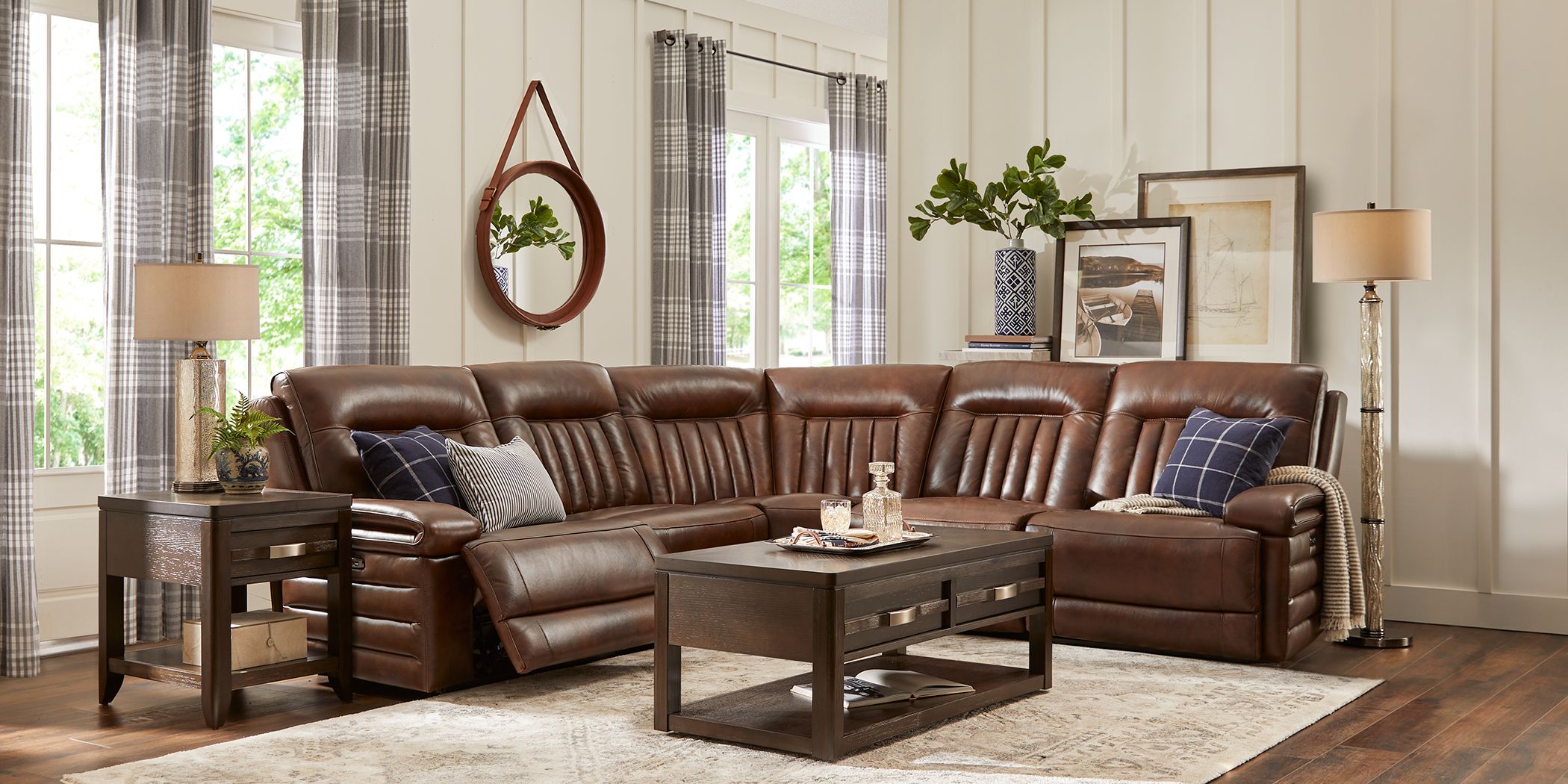 Leather Sectional Living Room Furniture 
