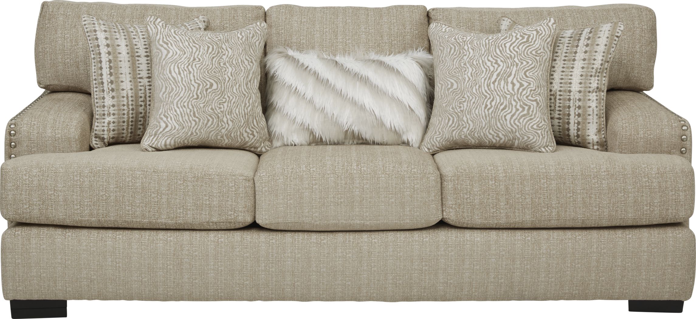 rooms to go beige leather sofa