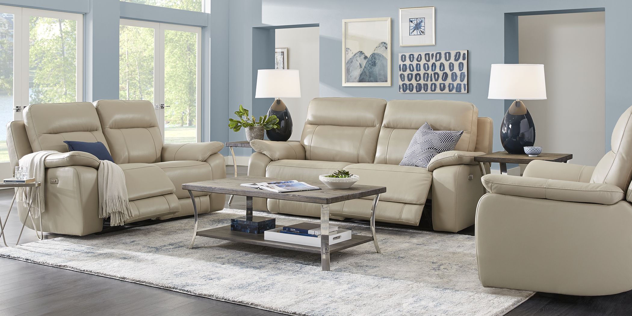 Torini Cream Leather 3 Pc Power Reclining Living Room Rooms To Go   Torini Cream Leather 3 Pc Power Reclining Living Room 1085861P Image Room