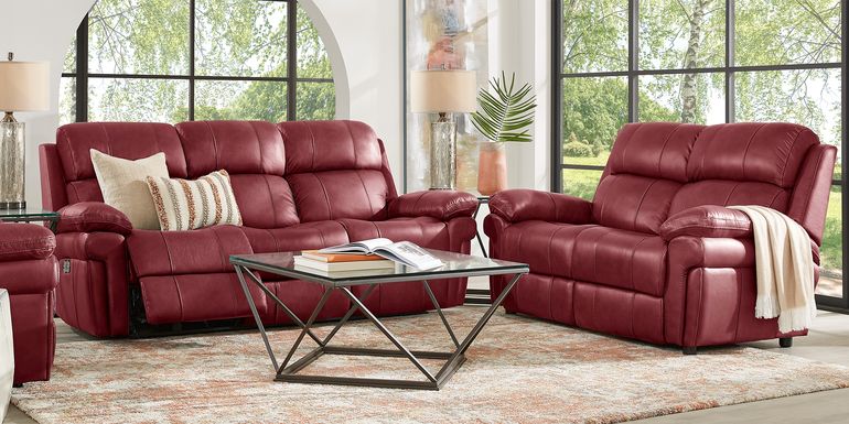 Red Leather Living Room Sets Sofa, Leather Livingroom Set