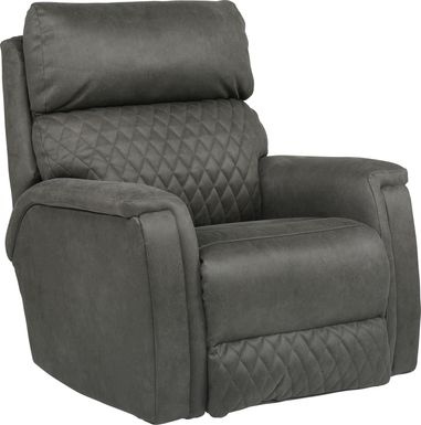Contemporary Recliner Chairs, Cepano Black Leather Glider Recliner