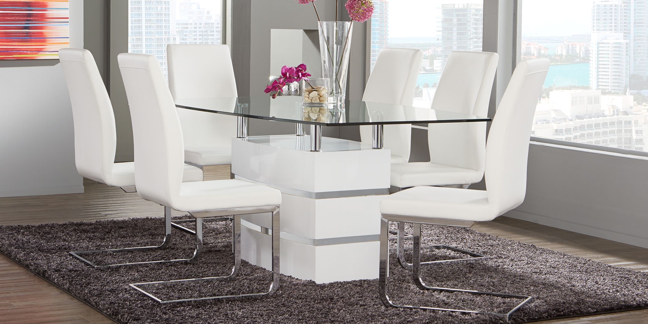 Glass Top Dining Room Table Sets with 