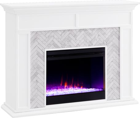 Tronewood II White 50 in. Console With Electric Fireplace