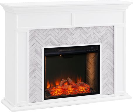 Tronewood III White 50 in. Console With Smart Electric Fireplace