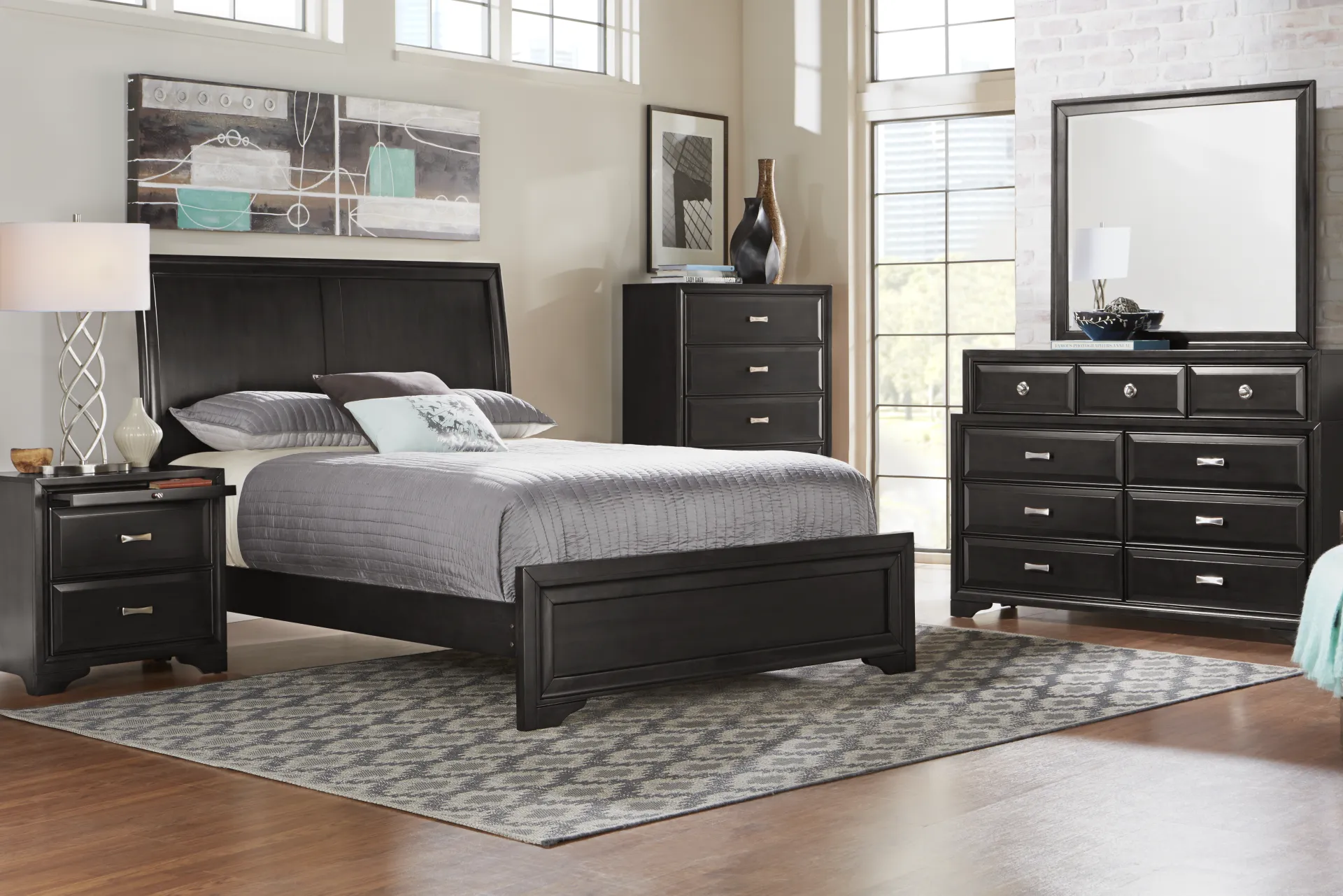 Belcourt Black 3 Pc King Panel Bed - Image 1