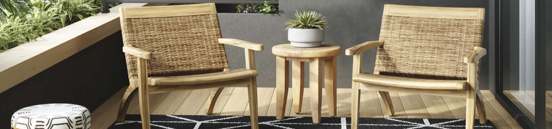 Set of teak patio chairs