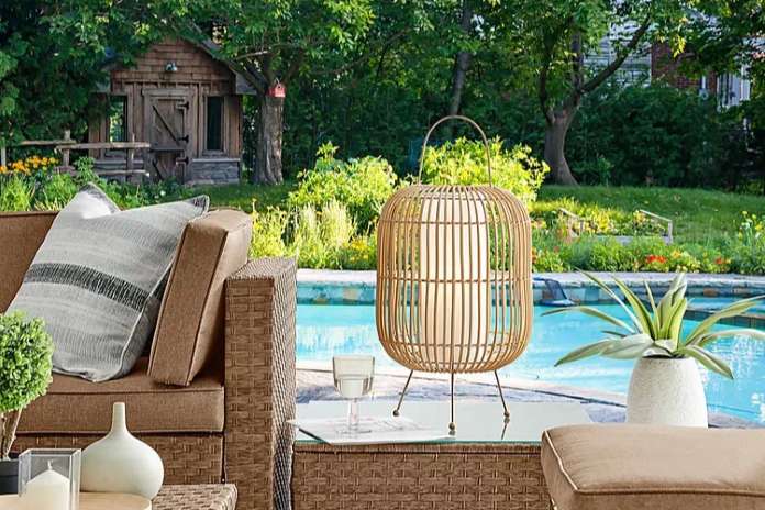 boho style outdoor bunyard post table lamp 