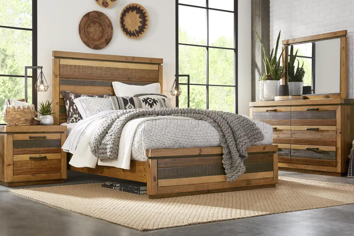Cindy Crawford Westover Hills Brown Dark Wood 3 Pc Queen Panel Bed