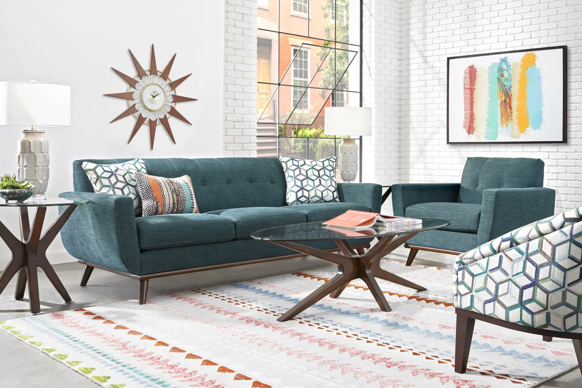 East Side Teal 7 Pc Living Room