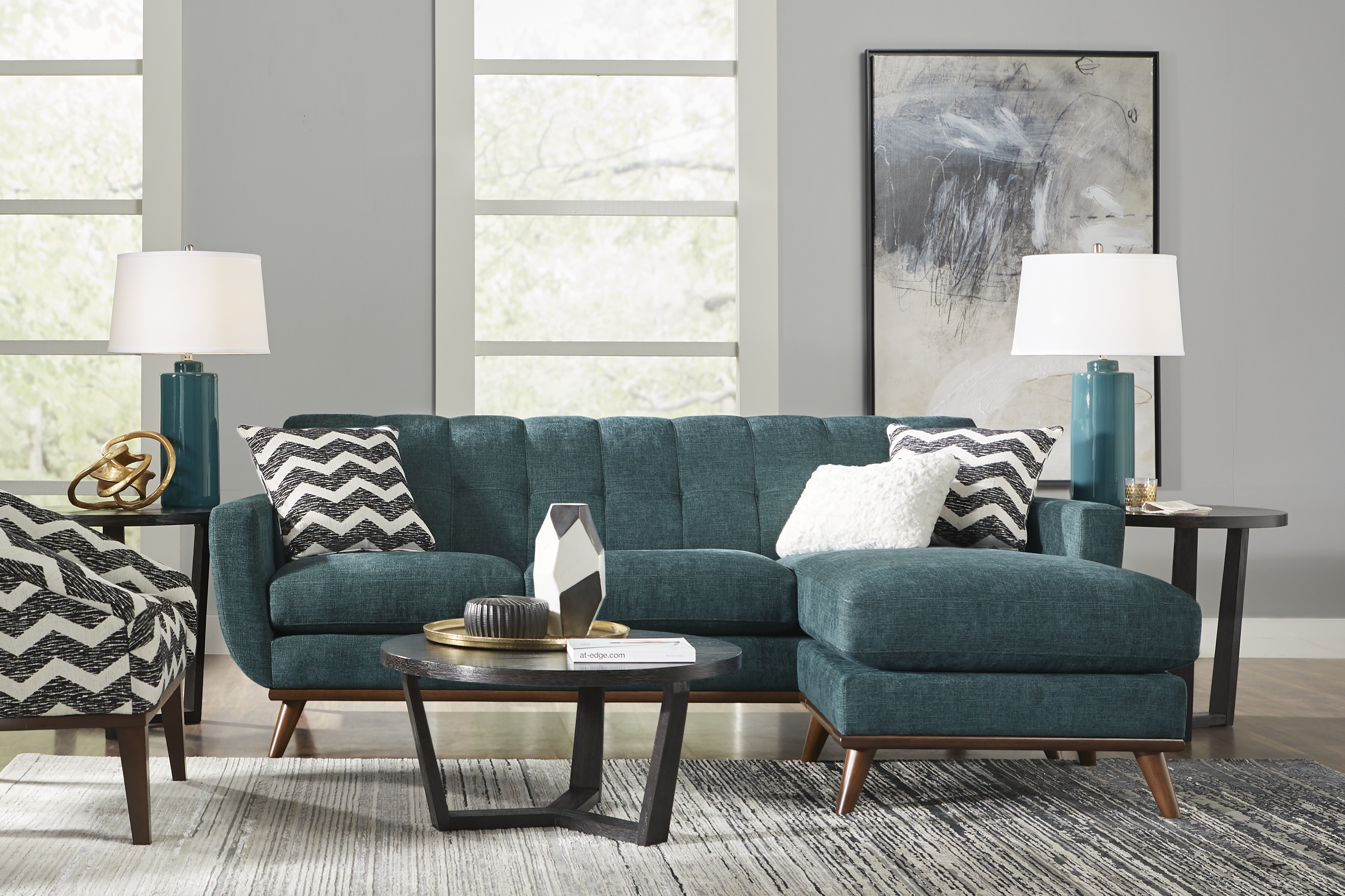 East Side Teal 4 Pc Sectional Living Room - Thumbnail - Image 1