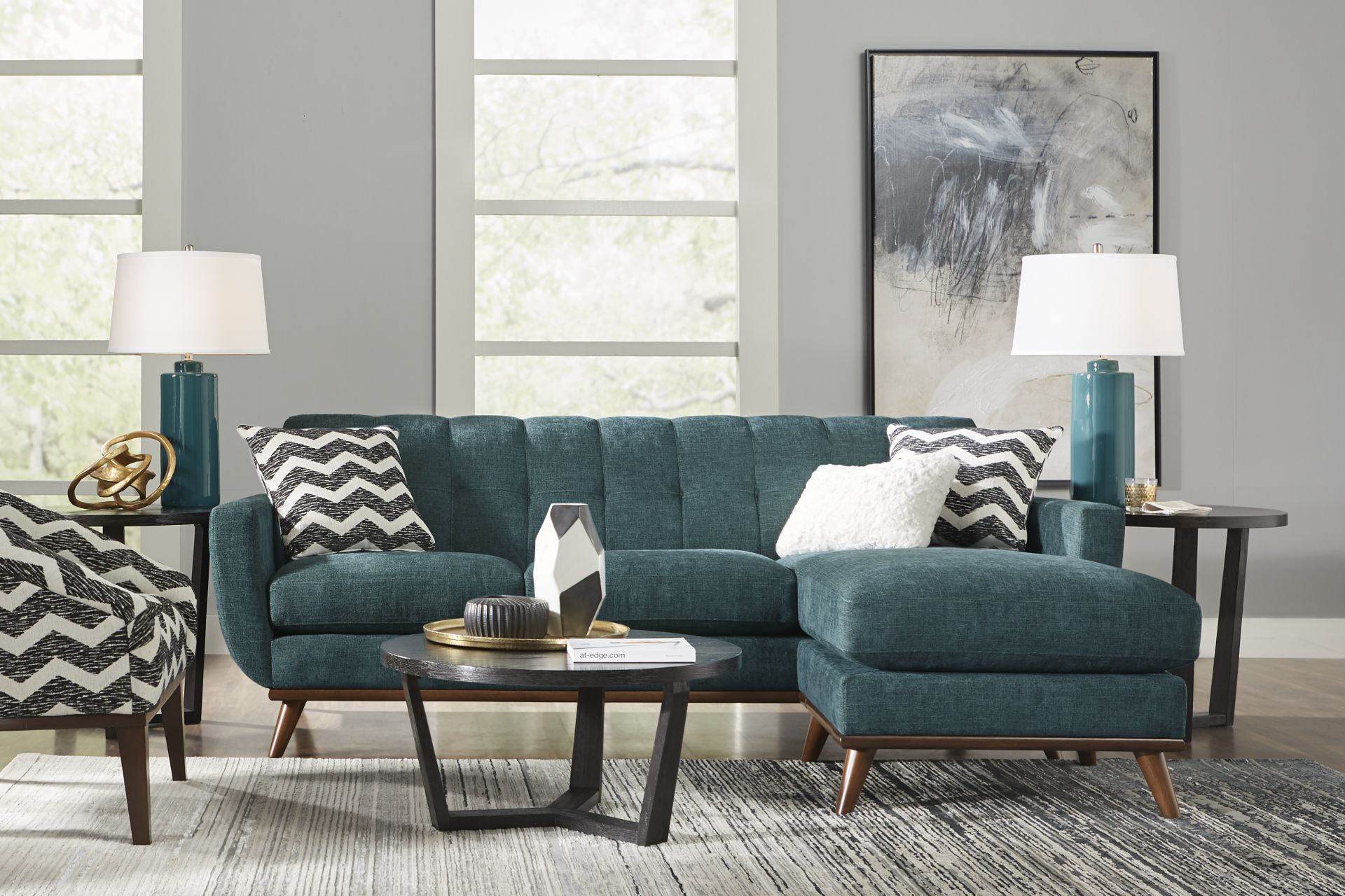 East Side Teal 4 Pc Sectional Living Room - Image 1