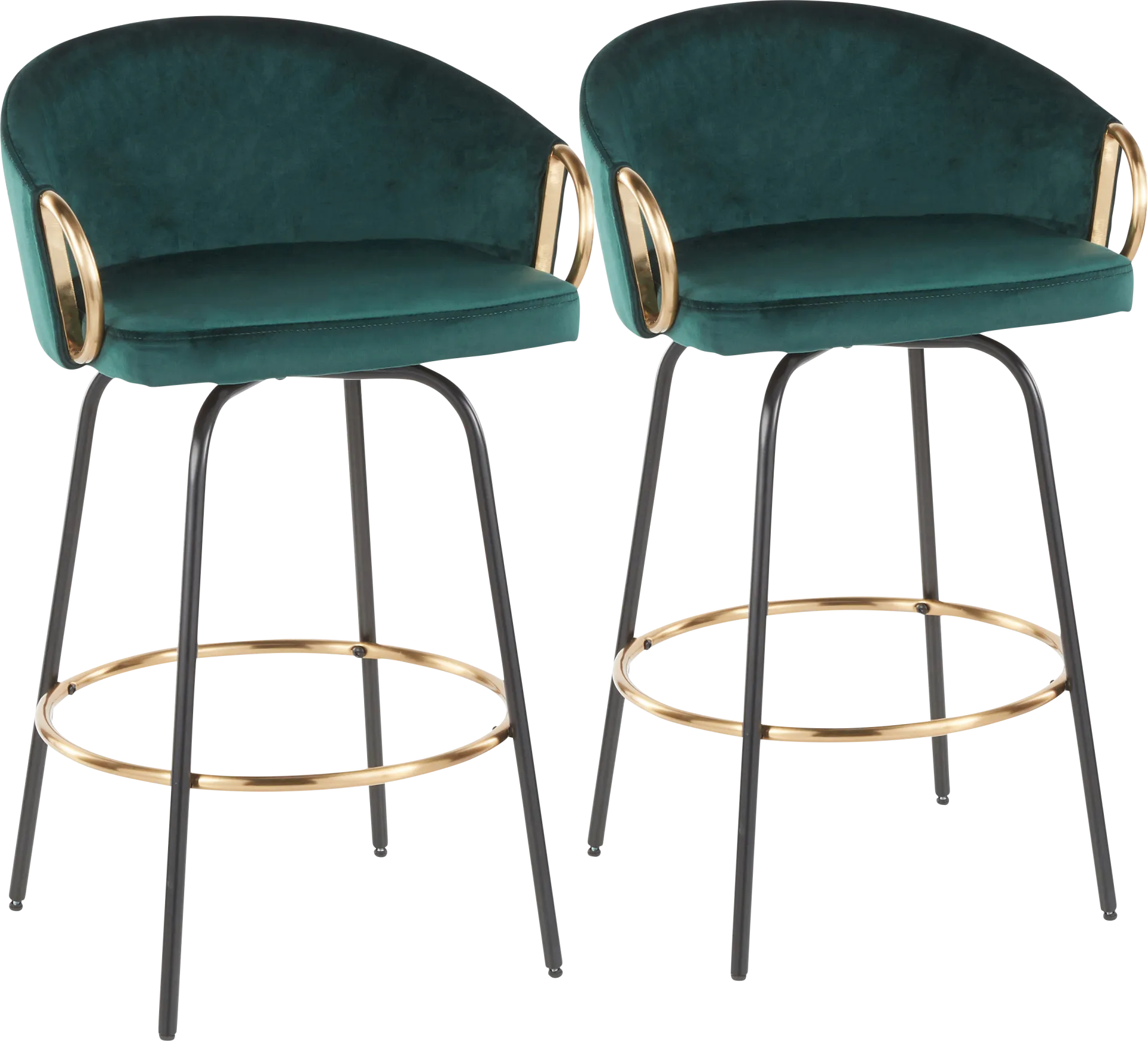 Cherlyn Green Velvet Counter Height Stool, Set of 2 - Image 1