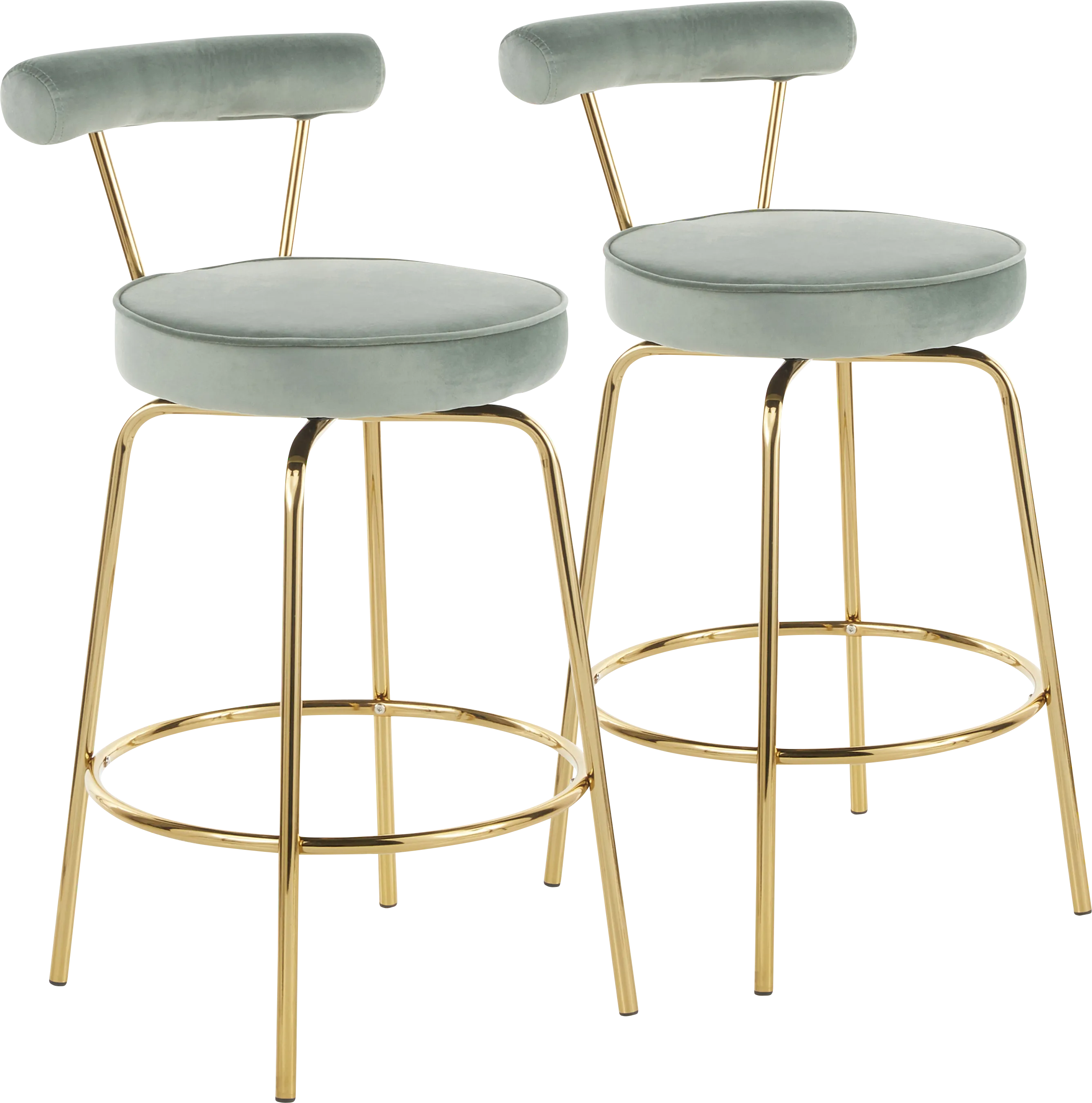 Rosiere Green Counter Height Stool, Set of 2 - Thumbnail - Image 1