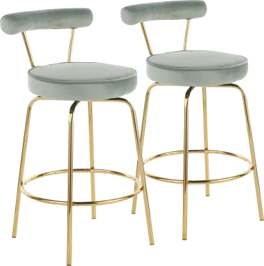 Rosiere Green Counter Height Stool, Set of 2