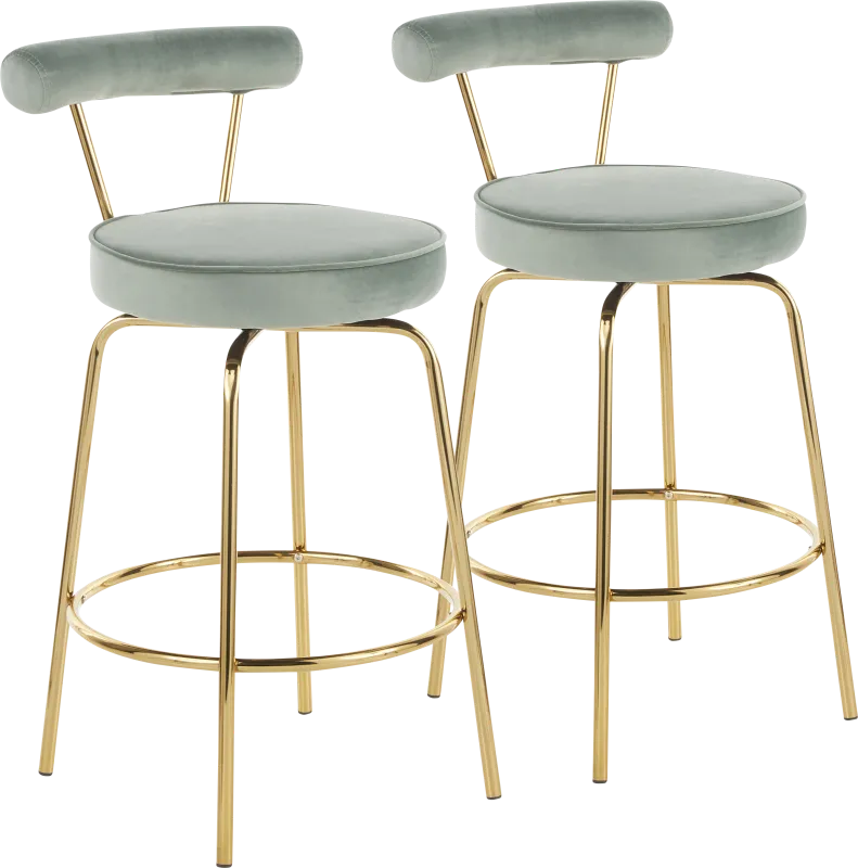 Rosiere Green Counter Height Stool, Set of 2