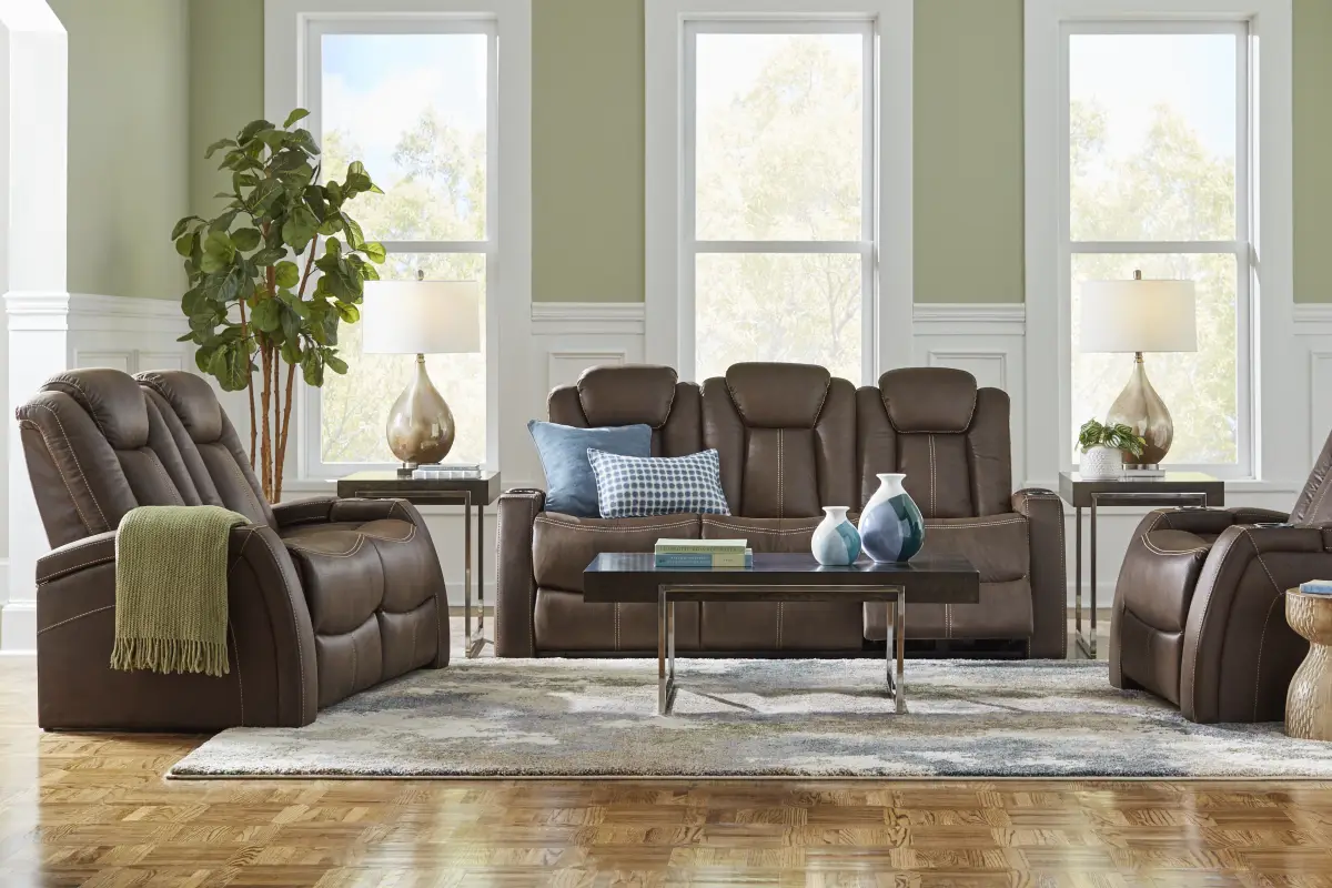 Crestline Brown Dual Power Reclining Sofa