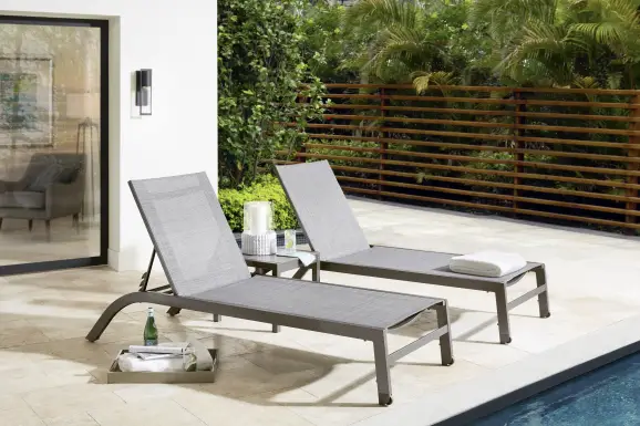 Ocean Tide Gray Outdoor Chaise, Set of 2