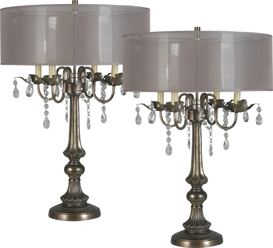 Parson Bloom Silver Lamp, Set of 2